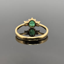 Load image into Gallery viewer, Elegant 14K Yellow Gold Emerald Ring with Diamond Accents