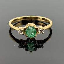 Load image into Gallery viewer, Elegant 14K Yellow Gold Emerald Ring with Diamond Accents