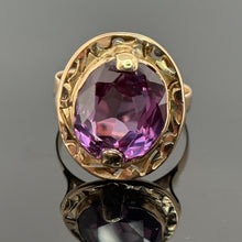 Load image into Gallery viewer, Vintage 14K Yellow Gold Oval Pink Sapphire Statement Ring