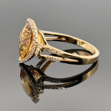 Load image into Gallery viewer, 14K Yellow Gold 3.25 Ct Pear-Shaped Citrine &amp; Diamond Halo Statement Ring