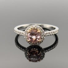 Load image into Gallery viewer, 14K White Gold Round Cut Morganite and Diamond Engagement Ring