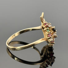 Load image into Gallery viewer, 14K Yellow Gold Multi-Gemstone Floral Cluster Ring