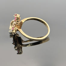 Load image into Gallery viewer, Vintage 10k Ruby and Diamond (CZ) Floral Ring