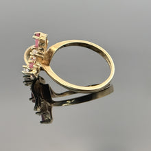 Load image into Gallery viewer, Vintage 10k Ruby and Diamond (CZ) Floral Ring