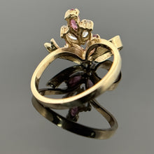 Load image into Gallery viewer, Vintage 10k Ruby and Diamond (CZ) Floral Ring