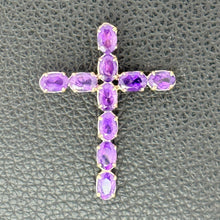 Load image into Gallery viewer, 14K Yellow Gold Amethyst Cross Pendant