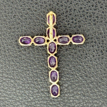 Load image into Gallery viewer, 14K Yellow Gold Amethyst Cross Pendant