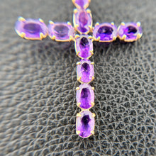 Load image into Gallery viewer, 14K Yellow Gold Amethyst Cross Pendant