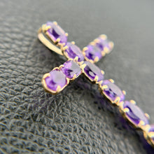 Load image into Gallery viewer, 14K Yellow Gold Amethyst Cross Pendant
