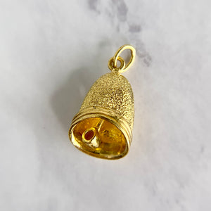 22K Yellow Gold Textured Bell Charm Pendant