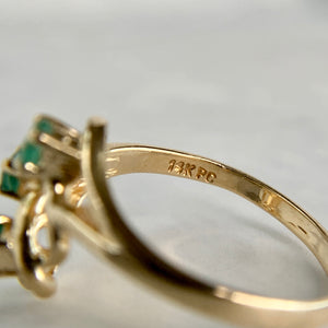 14K Yellow Gold Emerald Openwork Swirl Ring