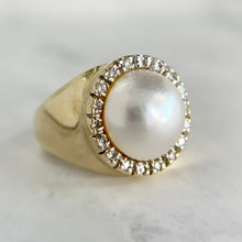 Load image into Gallery viewer, 14K Yellow Gold Mabe Pearl and Diamond Cocktail Ring