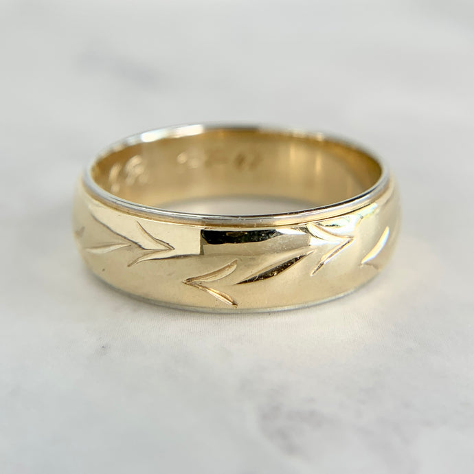 Vintage 14K Two-Tone Gold 1961 Arrow Band Ring