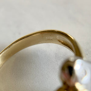 14K Two-Tone Bezel Set Peridot and Diamond Ring
