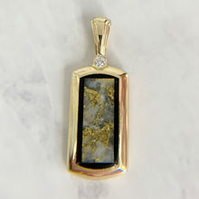 Load image into Gallery viewer, 14K Gold In Quartz Onyx and Diamond Unisex Pendant