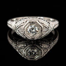 Load image into Gallery viewer, Vintage 18k White Gold Art Deco Diamond Ring