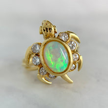 Load image into Gallery viewer, 18K Gold Opal and Diamond Removable Pendant Turtle Ring