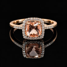 Load image into Gallery viewer, 10K Rose Gold 1.15 CT Morganite Diamond Halo Engagement Ring