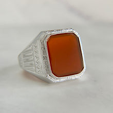 Load image into Gallery viewer, Rare 10K White Gold Antique Ostby Barton Carnelian Ring