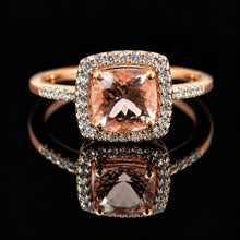 Load image into Gallery viewer, 10K Rose Gold 1.15 CT Morganite Diamond Halo Engagement Ring