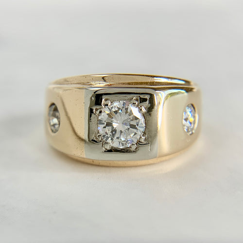 Vintage 14K Two-Tone Gold Old Cut Diamond Band Ring