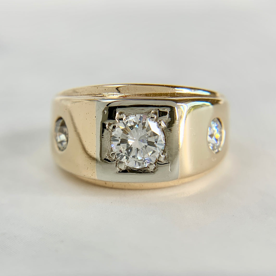 Vintage 14K Two-Tone Gold Old Cut Diamond Band Ring