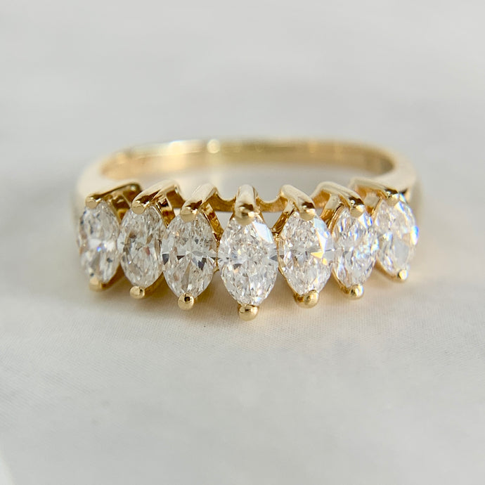 14K Yellow Gold Marquise Cut Graduating Diamond Band