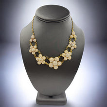 Load image into Gallery viewer, Luxury 18K Gold Pearl Floral Necklace – Intricate Beaded Blossom Link Design