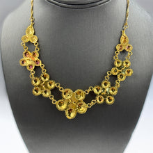 Load image into Gallery viewer, Luxury 18K Gold Pearl Floral Necklace – Intricate Beaded Blossom Link Design