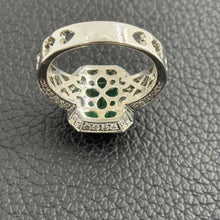 Load image into Gallery viewer, Vintage Natural Emerald 2.5 CT &amp; 1 ct. Diamond Halo Ring in 14K White Gold
