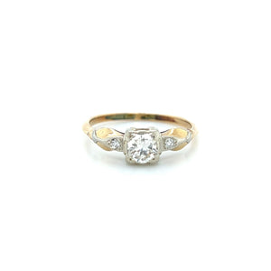 Vintage 14K Gold .41ct Transitional Cut Diamond Engagement Ring