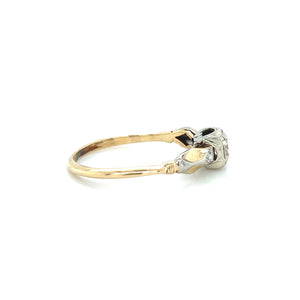 Vintage 14K Gold .41ct Transitional Cut Diamond Engagement Ring