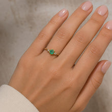 Load image into Gallery viewer, Elegant 14K Yellow Gold Emerald Ring with Diamond Accents