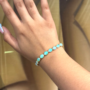 Vintage 18K Yellow Gold Australian Opal Tennis Bracelet