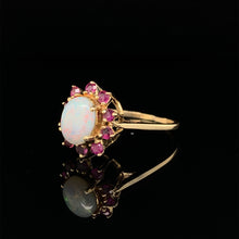 Load image into Gallery viewer, 14k Yellow Gold Natural Opal and Synthetic Spinel Ring