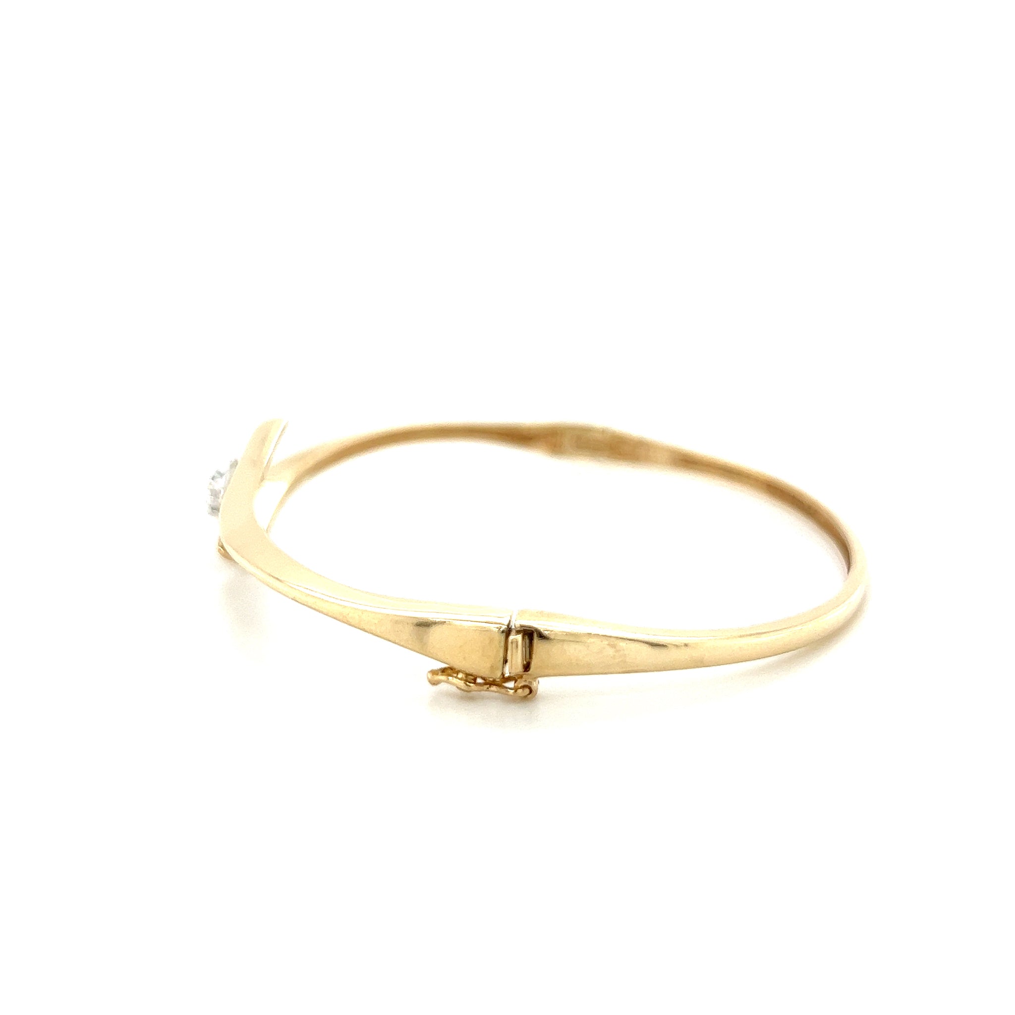 Vintage 10K Yellow Gold 3 Diamond Bypass Bangle Bracelet – AJG