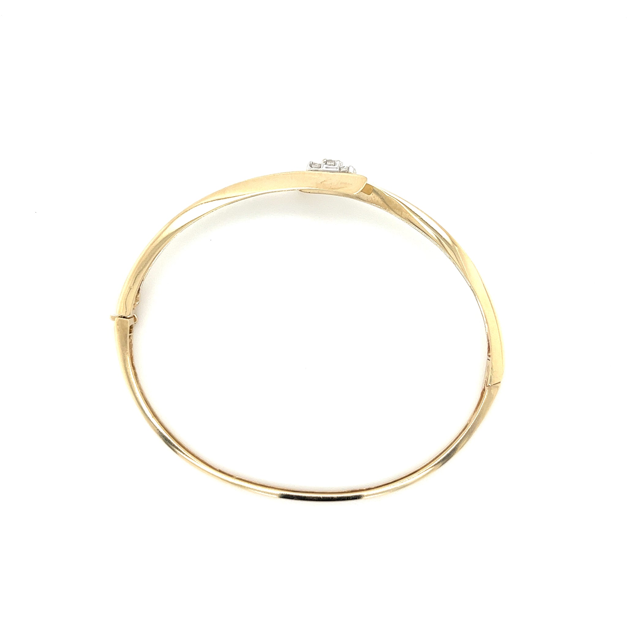 Vintage 10K Yellow Gold 3 Diamond Bypass Bangle Bracelet – AJG