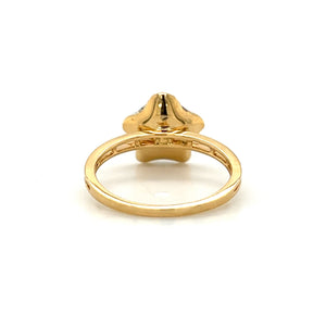 New 14K Yellow Gold .20ctw Diamond Colored Rhodium Flower Ring