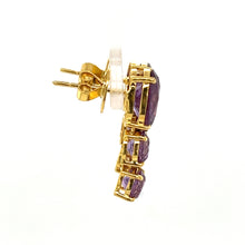 Load image into Gallery viewer, 18K Yellow Gold Synthetic Color-Change Sapphire Drop Earrings