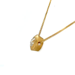 14K Matte Yellow Gold .81ct VS Old European Cut Diamond Necklace - 18"