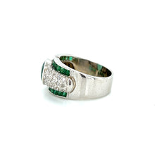 Load image into Gallery viewer, Platinum 1.48ct Center Emerald Ring w/ Diamond and Emerald Accents