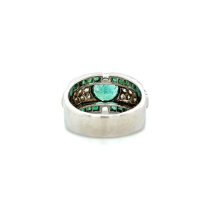 Platinum 1.48ct Center Emerald Ring w/ Diamond and Emerald Accents