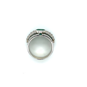 Platinum 1.48ct Center Emerald Ring w/ Diamond and Emerald Accents