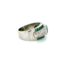 Load image into Gallery viewer, Platinum 1.48ct Center Emerald Ring w/ Diamond and Emerald Accents