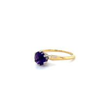 Load image into Gallery viewer, Vintage 18K Yellow Gold Round Cut Amethyst Solitaire Ring