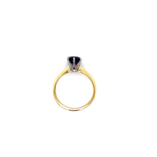 Load image into Gallery viewer, Vintage 18K Yellow Gold Round Cut Amethyst Solitaire Ring