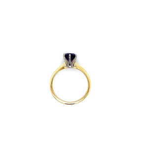 Vintage 18K Yellow Gold Round Cut Amethyst Solitaire Ring