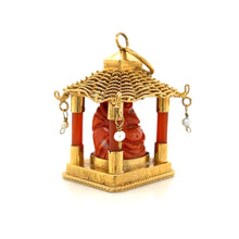 Load image into Gallery viewer, 18K Gold Natural Red Coral Carved Buddha Amulet Pendant w/ Pearls