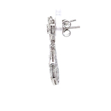 Load image into Gallery viewer, 14k White Gold Diamond Filigree Drop Earrings