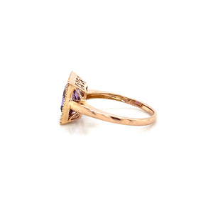 18K Rose Gold 7.44ct Amethyst Diamond Statement Ring
